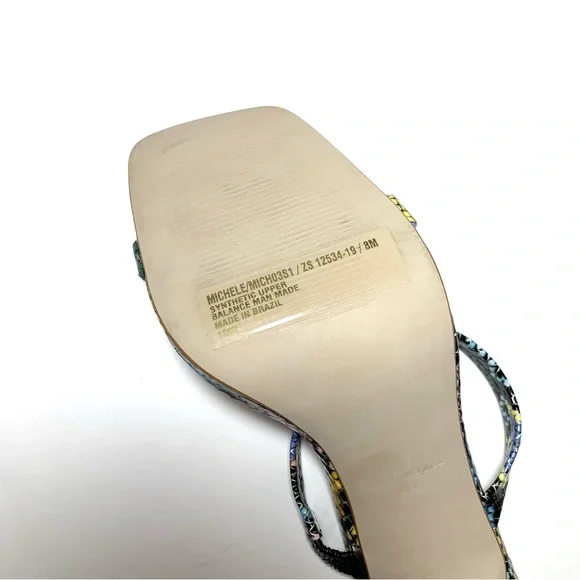 Steve Madden Multicolor Snake Print Stiletto Slide-in Sandal Michele Square Toe - Picture 9 of 10